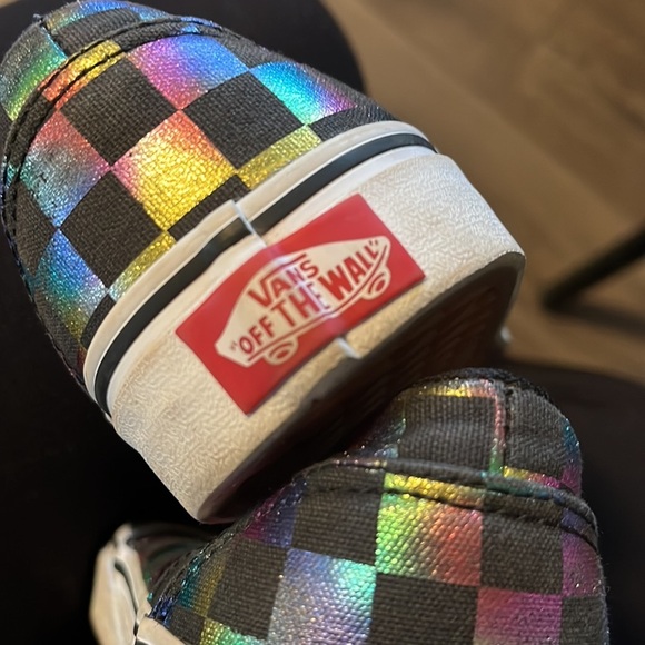 Vans Classic Slip-On 'Iridescent Checkerboard' Rainbow Chex NEW Mens/Womens - Picture 3 of 4